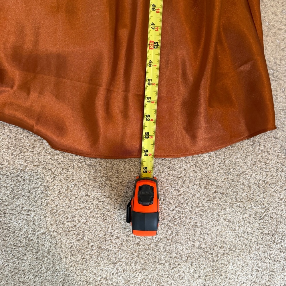 Frederick’s of Hollywood Burnt Orange Satin Slip Dress Maxi Strapy Sexy Large - Picture 9 of 9